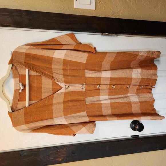 Amuse Society Dresses & Skirts - Amuse Society Women's Lovely Day Plaid Button-Up Mini Dress - Size Medium